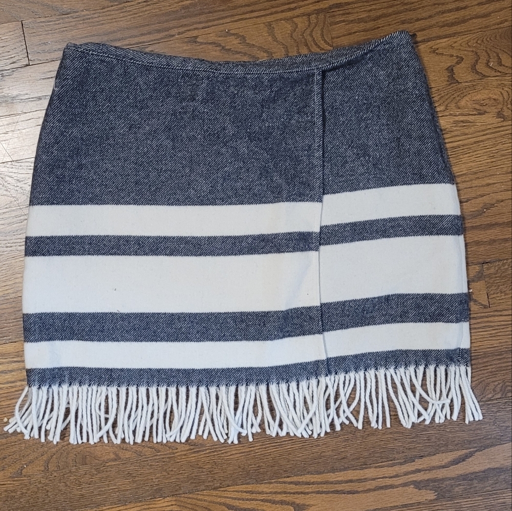 Blue and White Fringe 'Scarf' Skirt